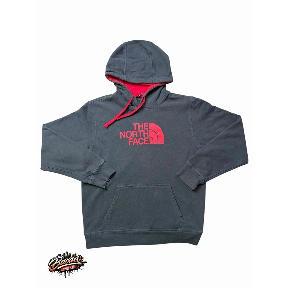The North Face Men's Half Dome Pullover Hoodie Sweatshirt Gray/Red Size Large